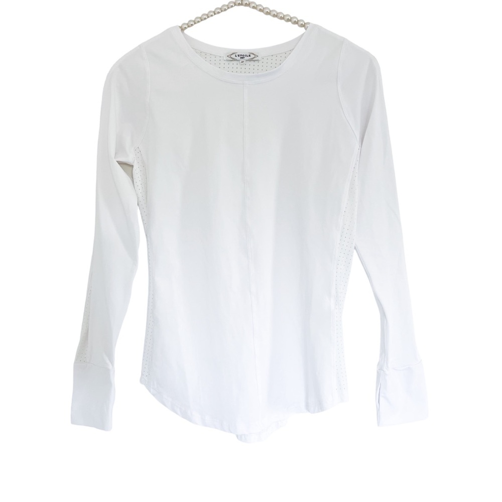 L’ETOILE SPORT Performance The Perforated Long Sleeve Tee in White  Size XS - Picture 4 of 10
